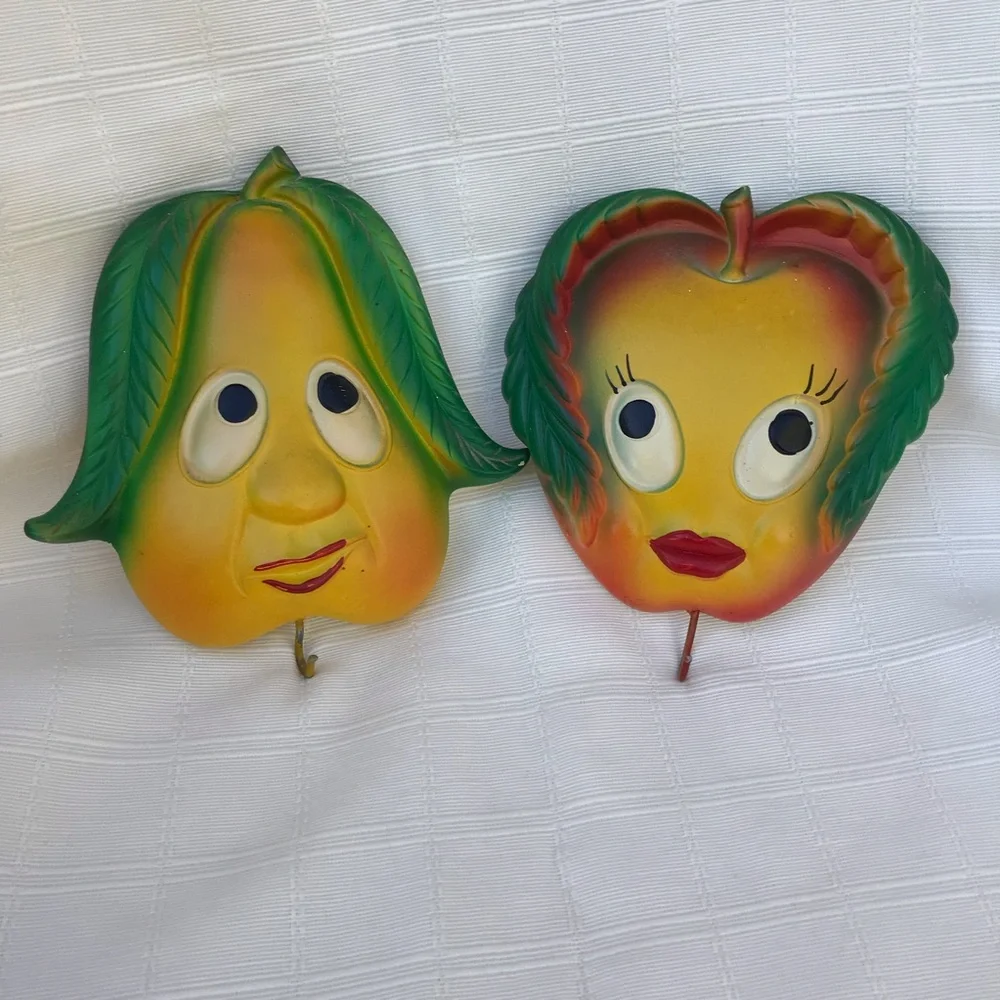 Vintage Anthropomorphic kitchen wall decor Miller studio 1970 apple pear - Picture 7 of 7